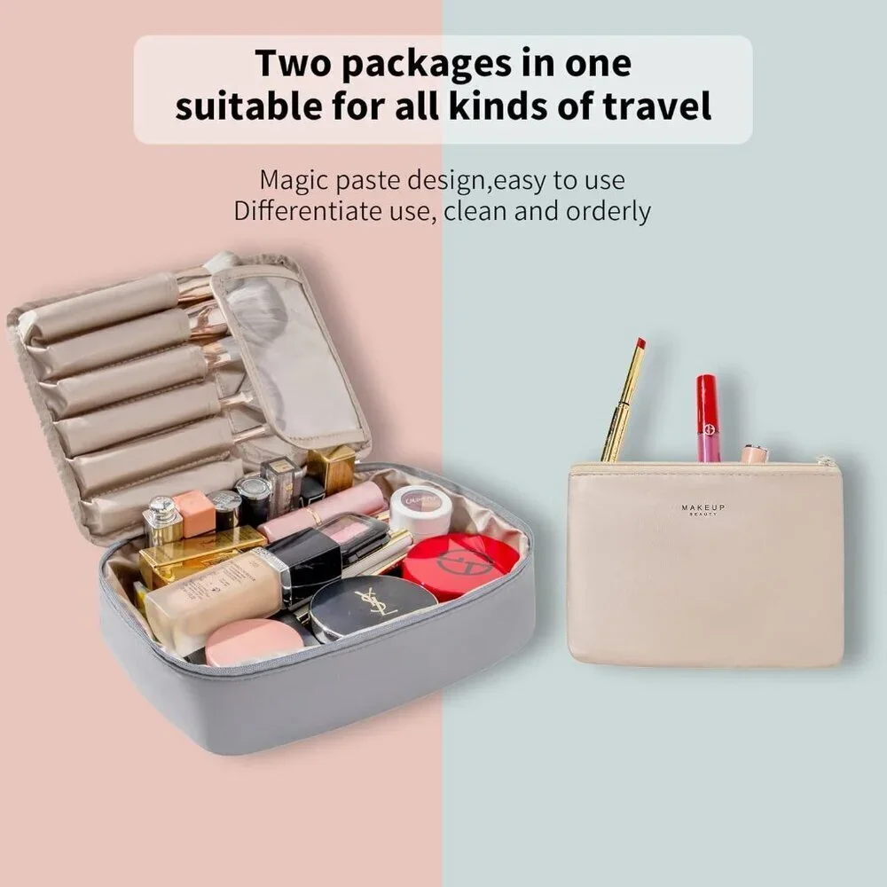Women GreyTravel Makeup Bag Cosmetic Bag Makeup Bag Toiletry bag